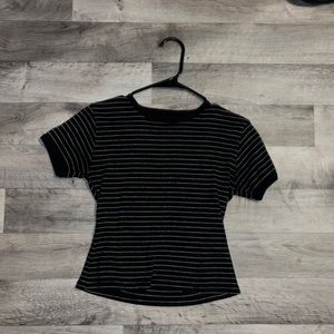 Striped black and white crop tee